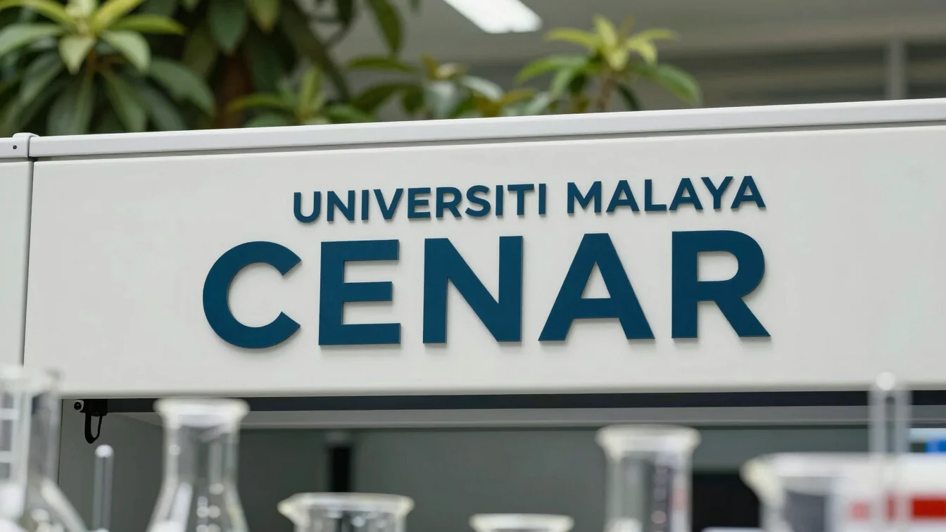 Universiti Malaya CENAR logo or a close-up of scientific glasswar